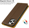 iPhone 12/12 Pro Wallet Case, RFID Blocking Genuine Leather Magnetic Case with Wrist Strap and Card Slots Kickstand Feature Flip Cover