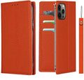 iPhone 12/12 Pro Wallet Case, RFID Blocking Genuine Leather Magnetic Case with Wrist Strap and Card Slots Kickstand Feature Flip Cover
