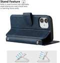 iPhone 12 Mini Wallet Case with Wrist Strap, PU Leather Kickstand Holder Case with Card Slots Magnetic Cover Case