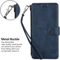 iPhone 12 Mini Wallet Case with Wrist Strap, PU Leather Kickstand Holder Case with Card Slots Magnetic Cover Case