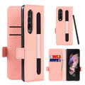 Galaxy Z Fold 3 Case with S Pen Holder, Genuine Leather Wallet Card Solt Magnetic Full Protection Stylus Storage Phone Cover for Samsung Galaxy Z Fold 3 5g