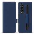 Galaxy Z Fold 3 Case with S Pen Holder, Genuine Leather Wallet Card Solt Magnetic Full Protection Stylus Storage Phone Cover for Samsung Galaxy Z Fold 3 5g