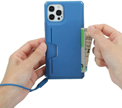 iPhone 12 Pro Max Wallet Case, Slim Protective Kickstand Case with Credit Cards Holder and Wrist Strap for iPhone 12 Pro Max