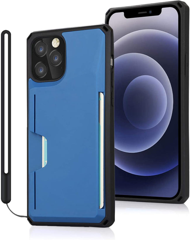 iPhone 12 Pro Max Wallet Case, Slim Protective Kickstand Case with Credit Cards Holder and Wrist Strap for iPhone 12 Pro Max