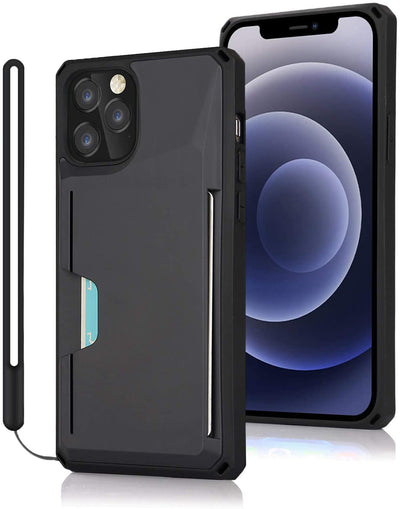 iPhone 12 Pro Max Wallet Case, Slim Protective Kickstand Case with Credit Cards Holder and Wrist Strap for iPhone 12 Pro Max