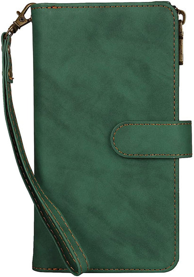 iPhone 12 Pro Max Wallet Case with Card Holder, 2 in 1 PU Leather Case with Magnetic Clasp Zipper Pocket Shockproof Detachable Flip Case with Wrist Strap for iPhone 12 Pro Max