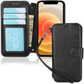 iPhone 12 Mini Wallet Case with Wrist Strap, PU Leather Kickstand Holder Case with Card Slots Magnetic Cover Case