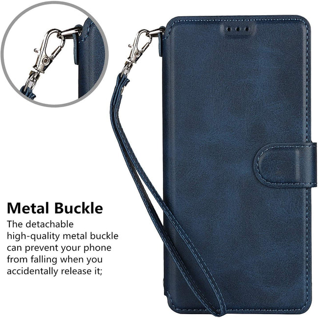 iPhone 12 Mini Wallet Case with Wrist Strap, PU Leather Kickstand Holder Case with Card Slots Magnetic Cover Case